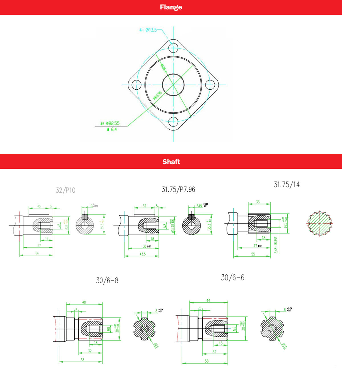 Motore orbitale idraulico OMS 315cm³ Ø32mm per flangia di montaggio a 4 bulloni serie Danfoss 4